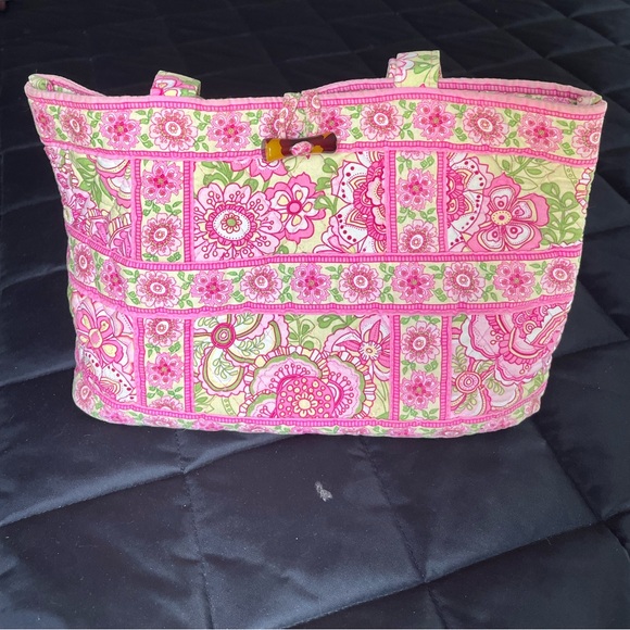 Vintage Vera Bradley pink and green small toggle tote bag - Picture 7 of 7